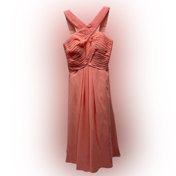 NEW WITH TAG! Azazie Amani A-line cut chiffon, pleated halter neckline A0 - Picture 4 of 9